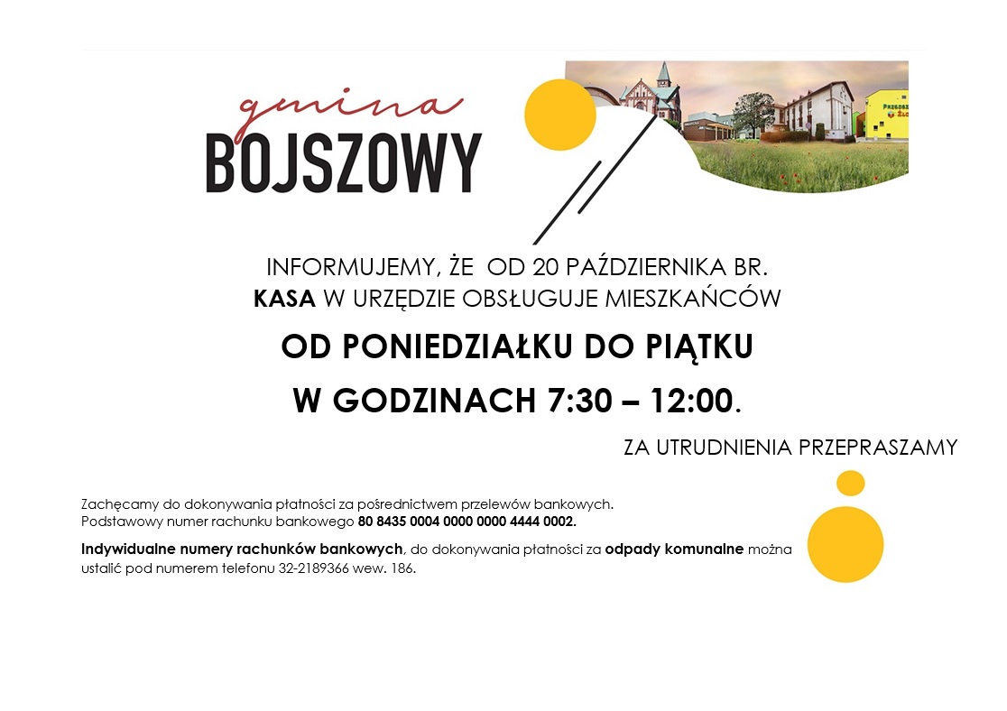 kasa urzędu czynna od 7:30 do 12:00