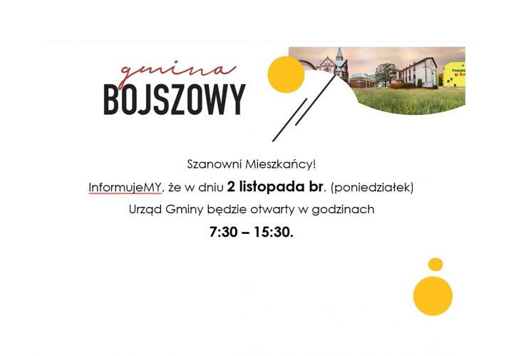 Informacja o otwarciu urzędu w dn. 02.11