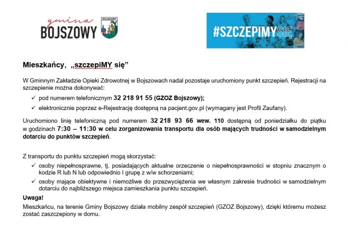 Informacja ws. szczepień przeciwko COVID19