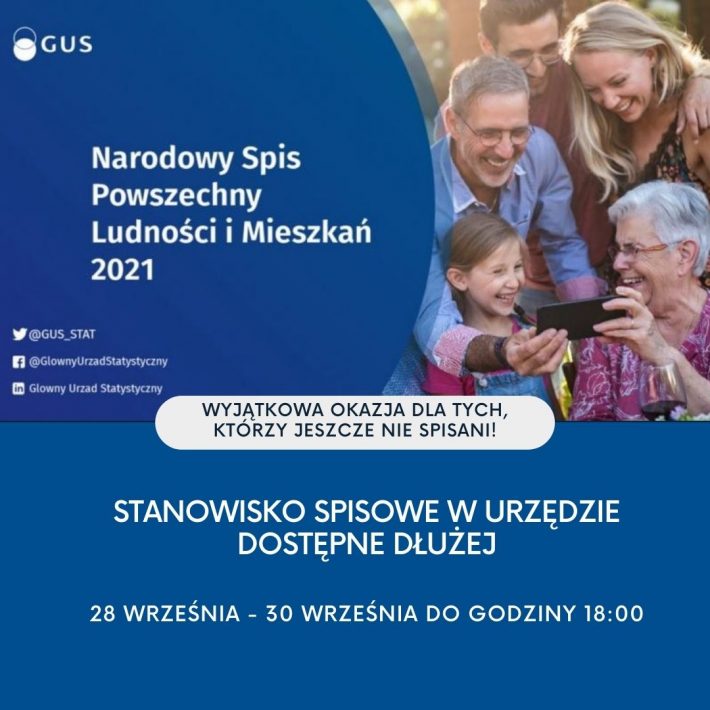 stanowisko spisowe czynne do 18:00 do końca trwania spisu powszechnego