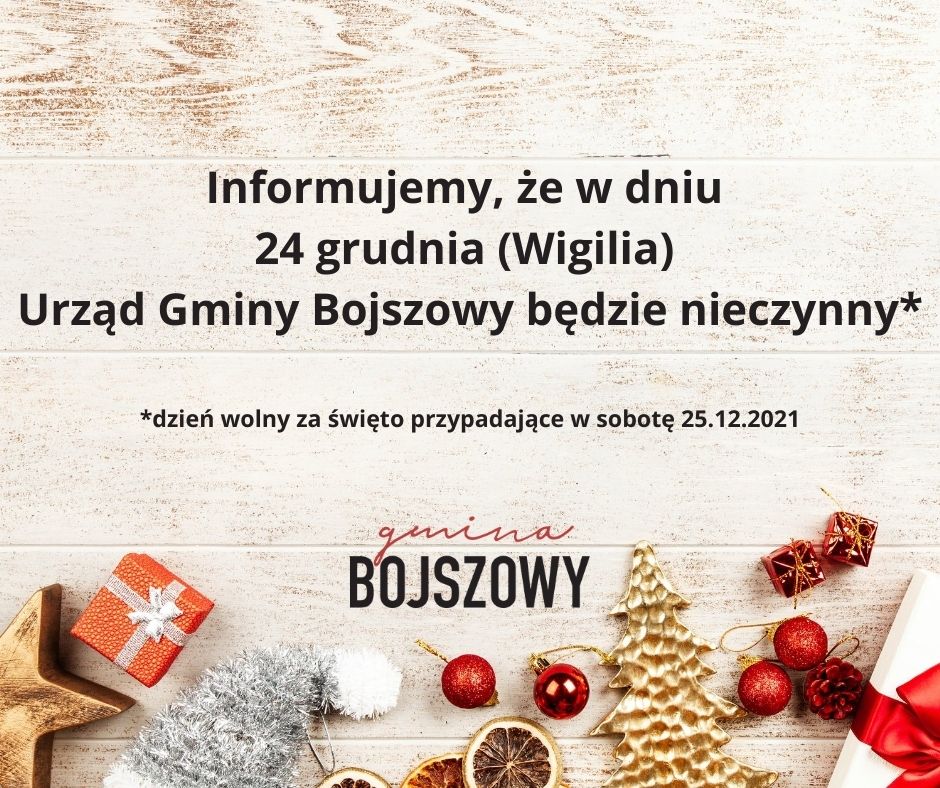Urząd Gminy Bojszowy nieczynny w wigilię