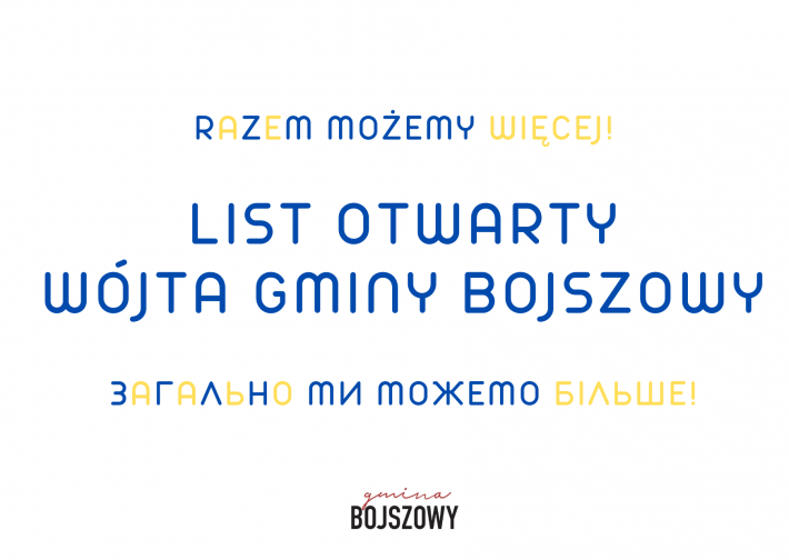 List otwarty Wójta Gminy Bojszowy ws. pomocy dla Ukrainy