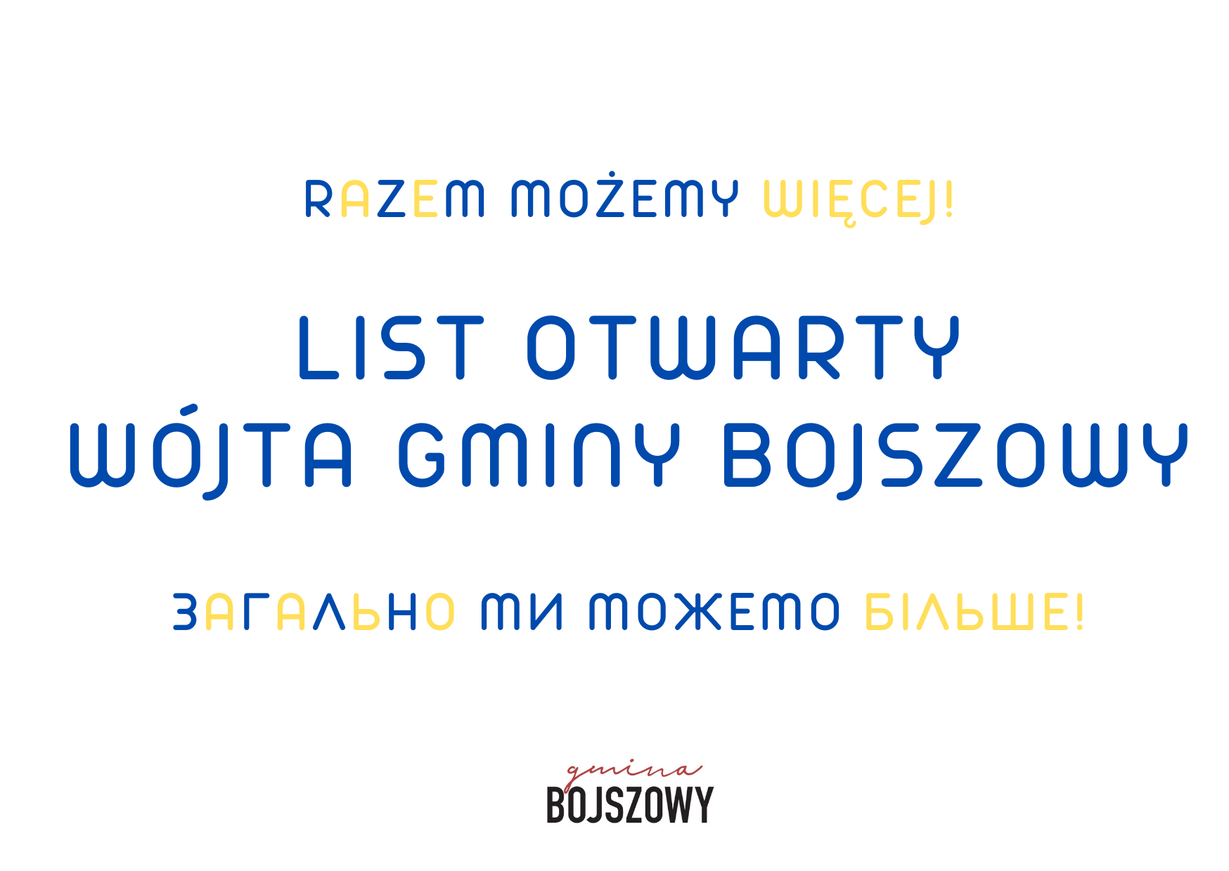List otwarty Wójta Gminy Bojszowy ws. pomocy dla Ukrainy